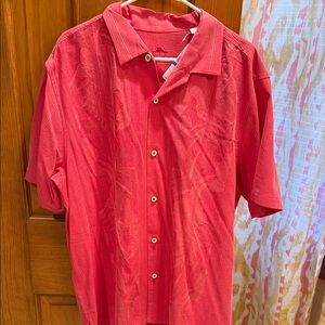 Tommy Bahama Vibrant Red Silk Casual Button Down Shirt